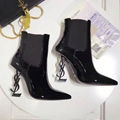 Saint Laurent       logo heel patent leather ankle boot